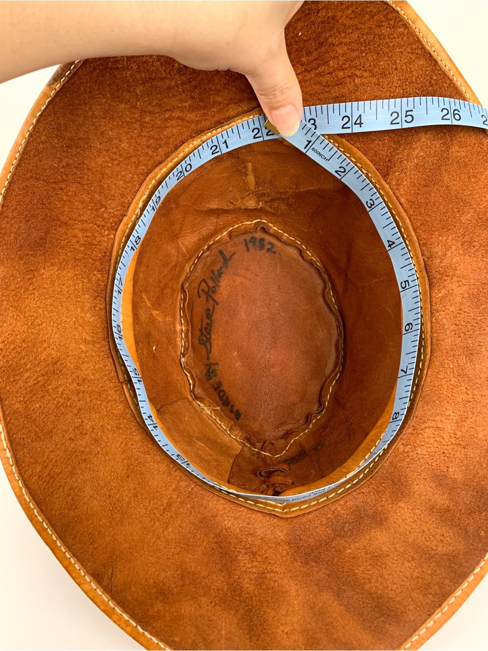 Vintage leather western hat distressed genuine leather cowboy hat handmade boho - Picture 10 of 11